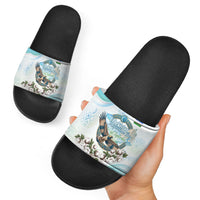 Uzbekistan Independence Day Slide Sandals Honor The Legacy Flying Eagle Plants National Emblem
