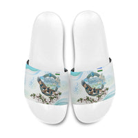 Uzbekistan Independence Day Slide Sandals Honor The Legacy Flying Eagle Plants National Emblem