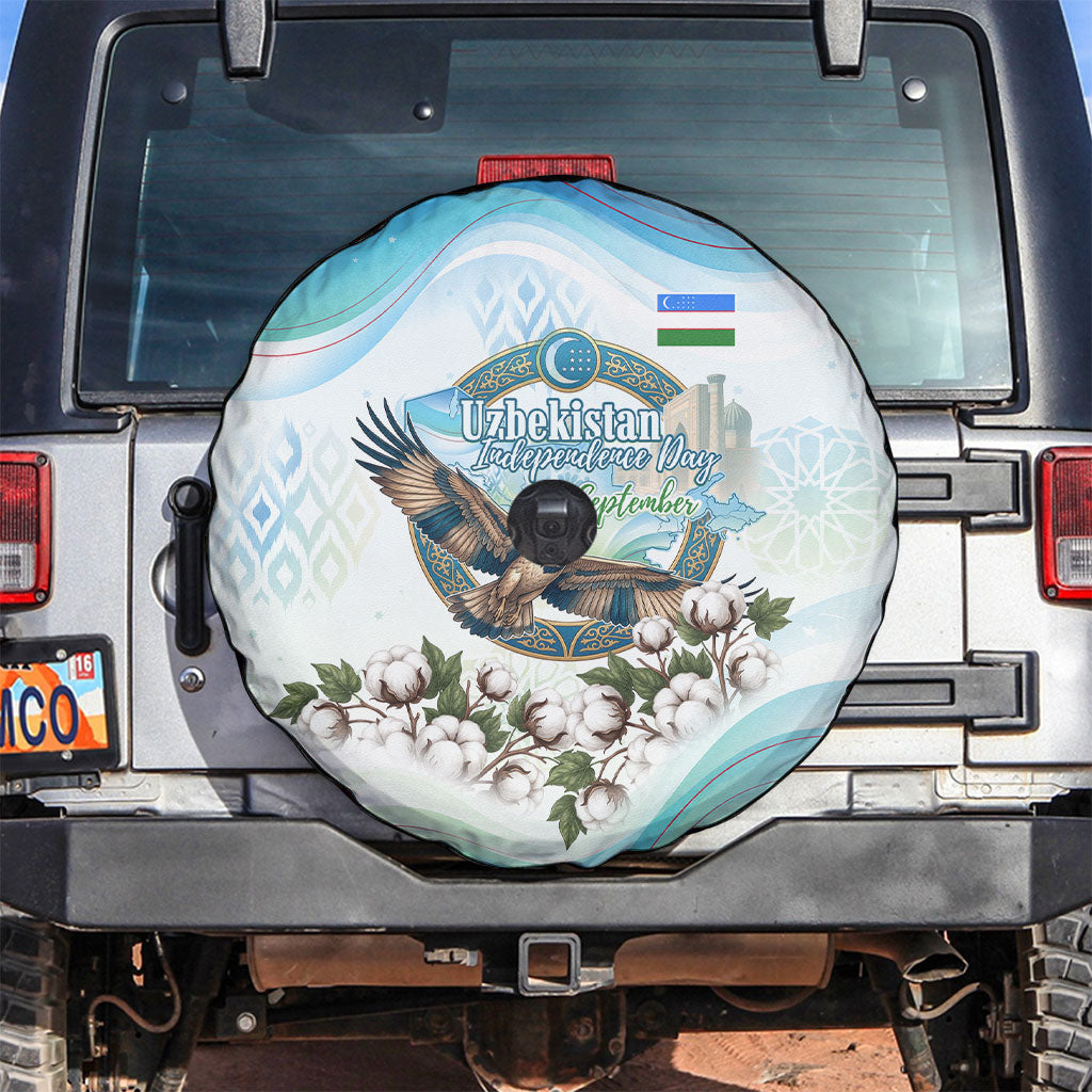 Uzbekistan Independence Day Spare Tire Cover Honor The Legacy Flying Eagle Plants National Emblem