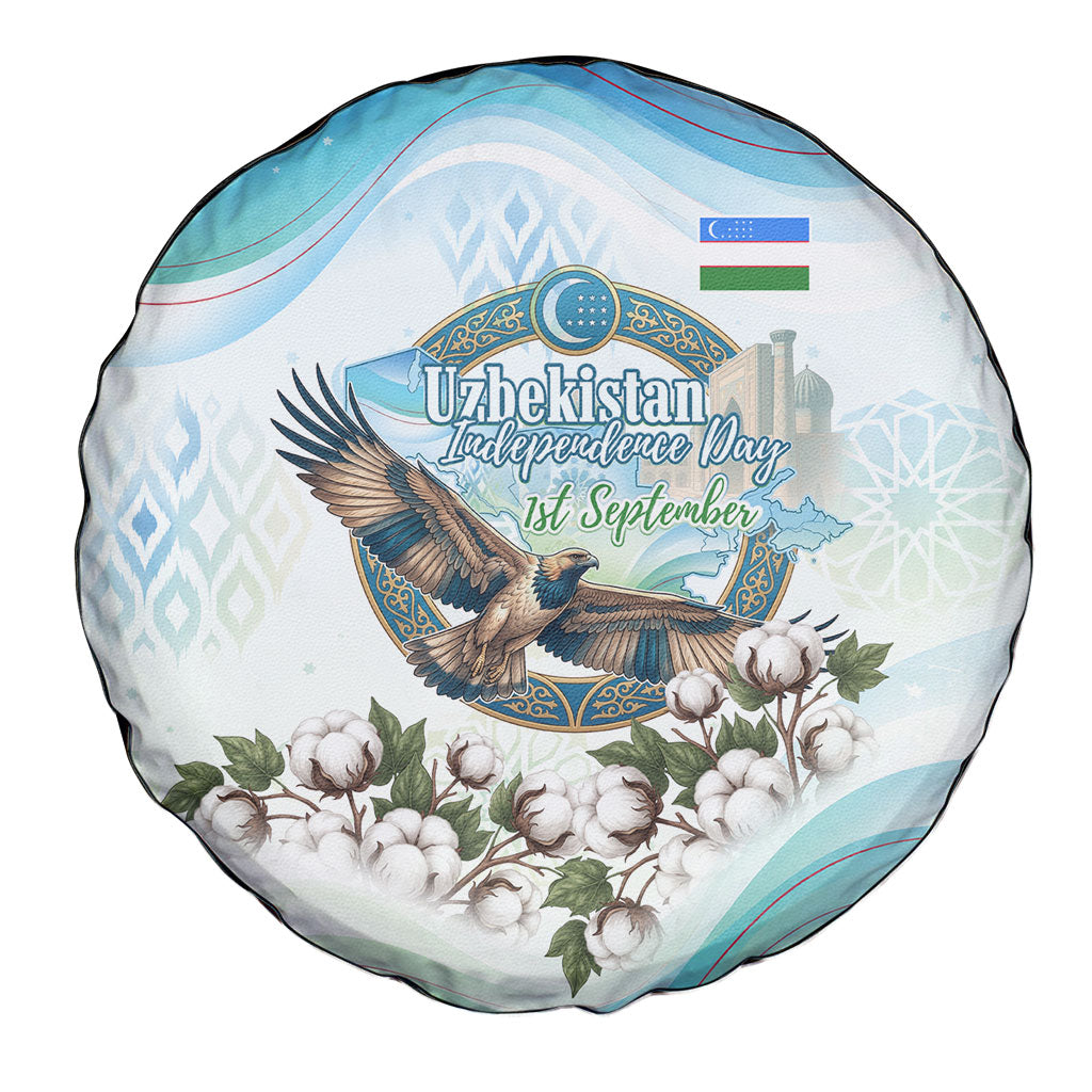 Uzbekistan Independence Day Spare Tire Cover Honor The Legacy Flying Eagle Plants National Emblem