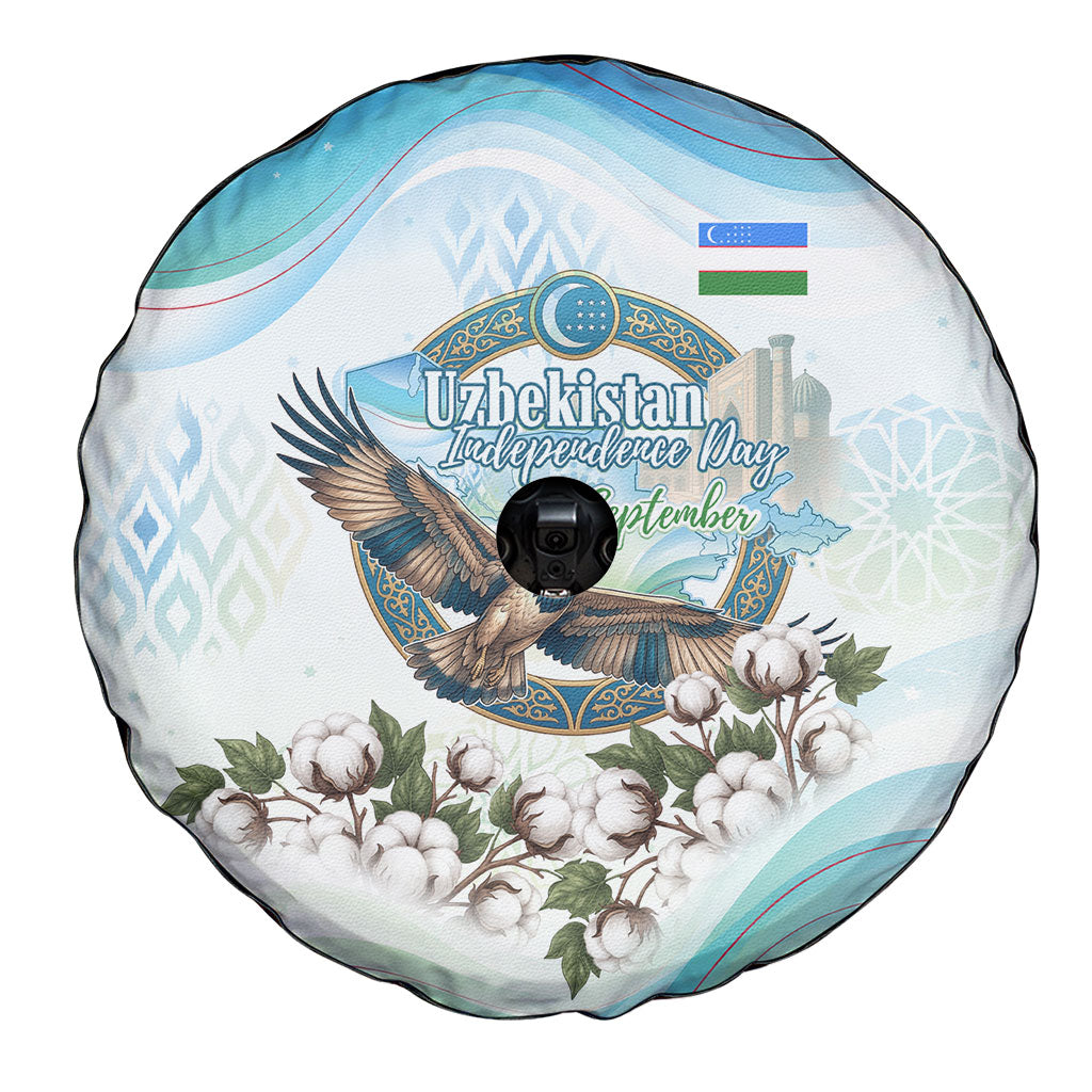 Uzbekistan Independence Day Spare Tire Cover Honor The Legacy Flying Eagle Plants National Emblem