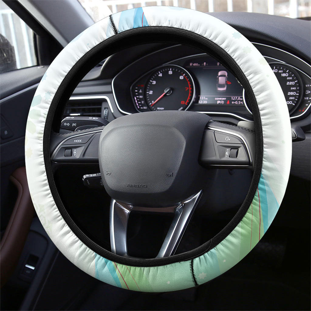 Uzbekistan Independence Day Steering Wheel Cover Honor The Legacy Flying Eagle Plants National Emblem