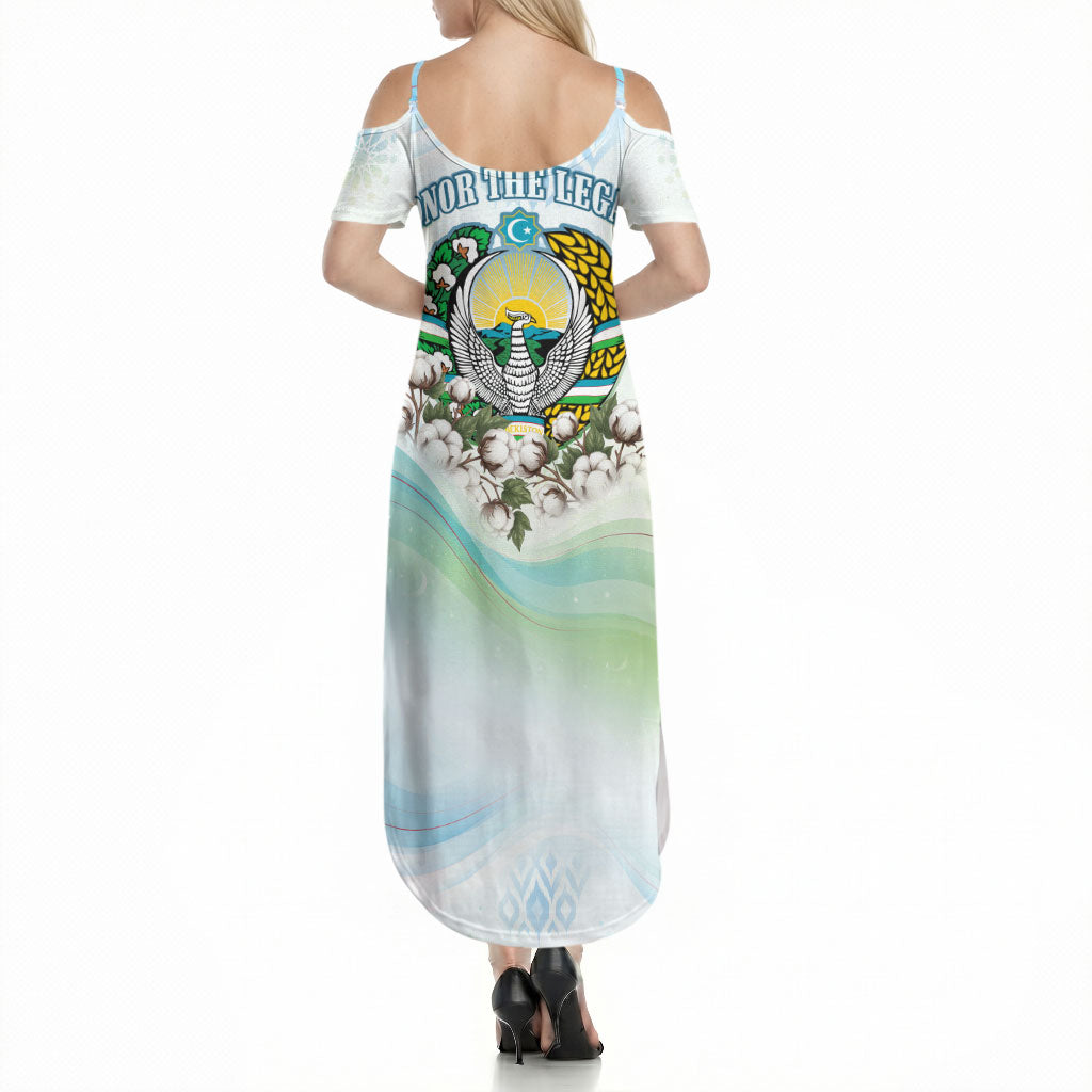 Uzbekistan Independence Day Summer Maxi Dress Honor The Legacy Flying Eagle Plants National Emblem