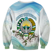 Uzbekistan Independence Day Sweatshirt Honor The Legacy Flying Eagle Plants National Emblem