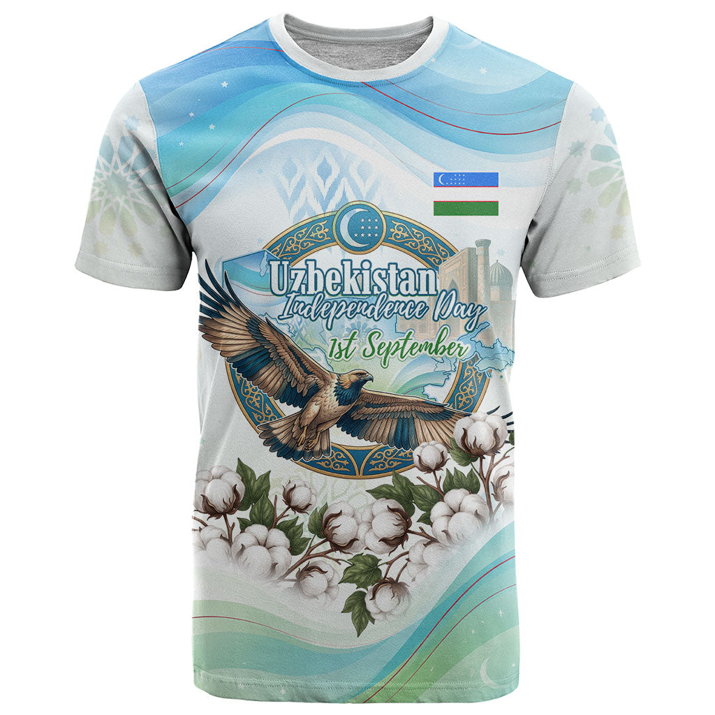 Uzbekistan Independence Day T Shirt Honor The Legacy Flying Eagle Plants National Emblem