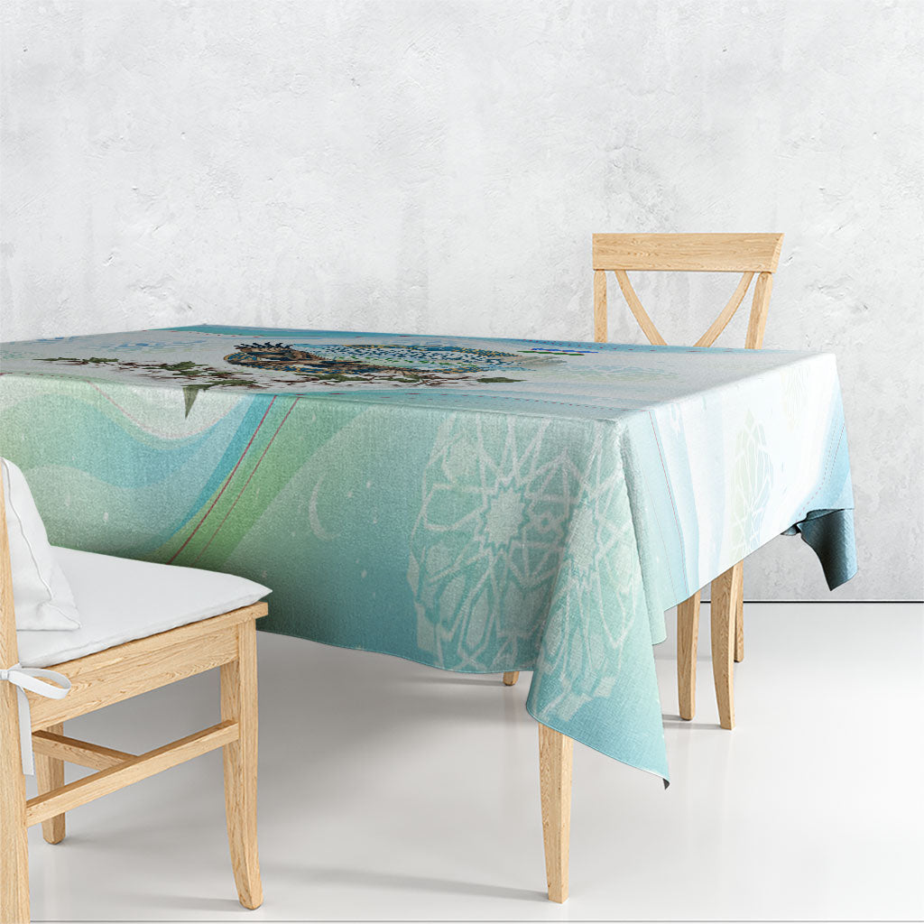 Uzbekistan Independence Day Tablecloth Honor The Legacy Flying Eagle Plants National Emblem