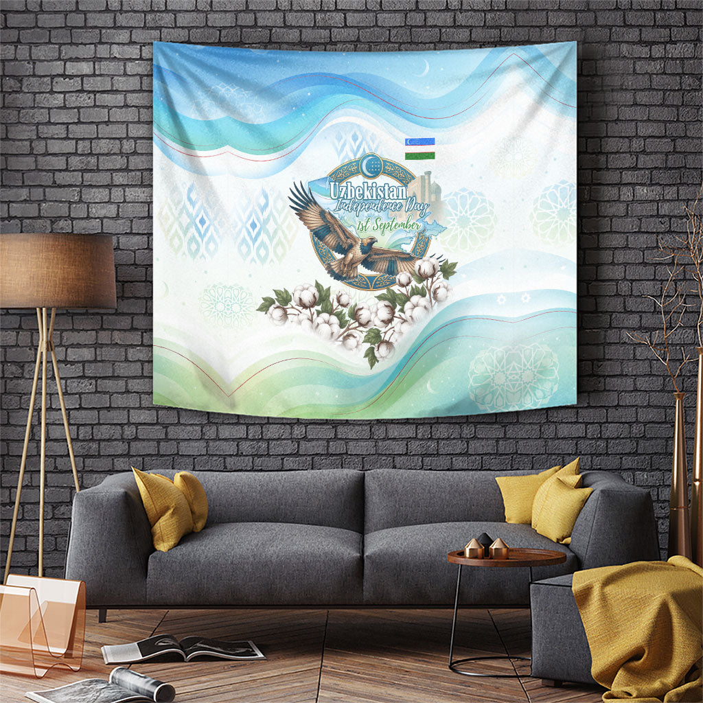 Uzbekistan Independence Day Tapestry Honor The Legacy Flying Eagle Plants National Emblem