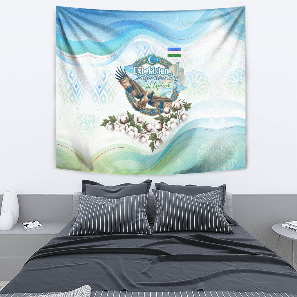 Uzbekistan Independence Day Tapestry Honor The Legacy Flying Eagle Plants National Emblem
