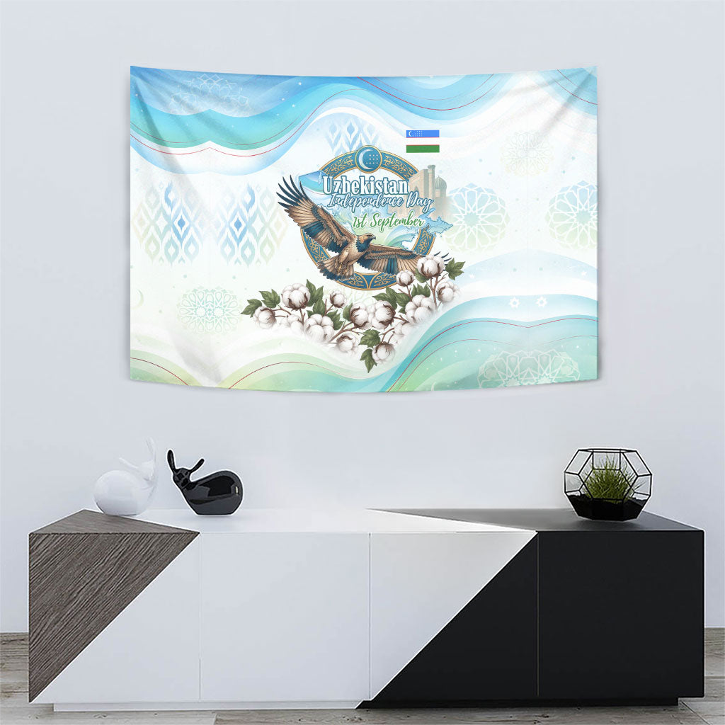 Uzbekistan Independence Day Tapestry Honor The Legacy Flying Eagle Plants National Emblem