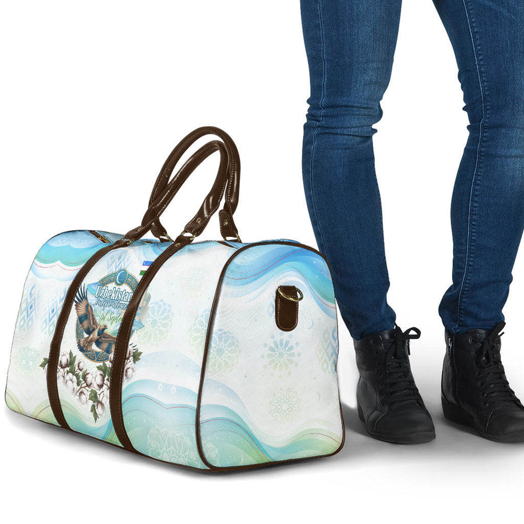 Uzbekistan Independence Day Travel Bag Honor The Legacy Flying Eagle Plants National Emblem
