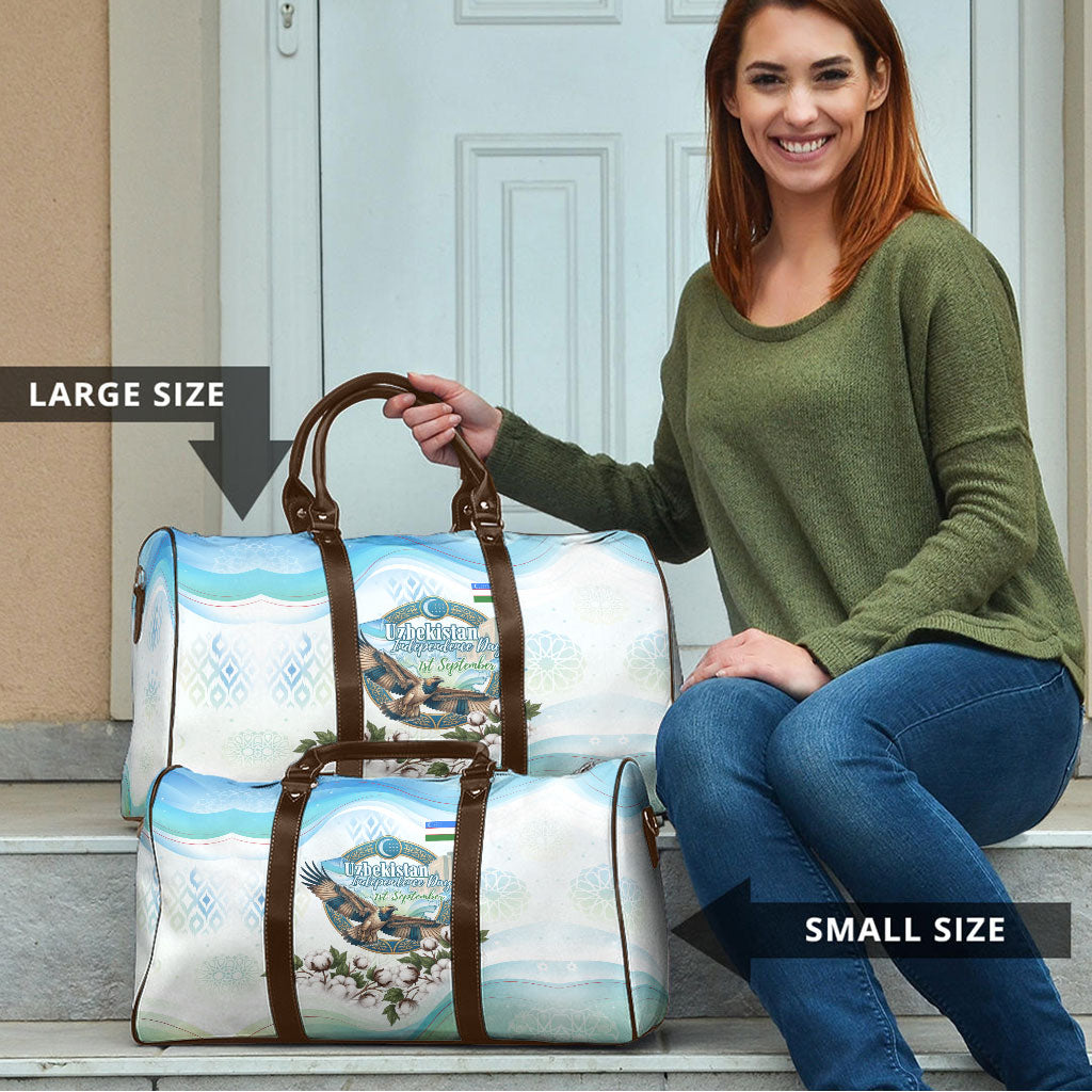 Uzbekistan Independence Day Travel Bag Honor The Legacy Flying Eagle Plants National Emblem