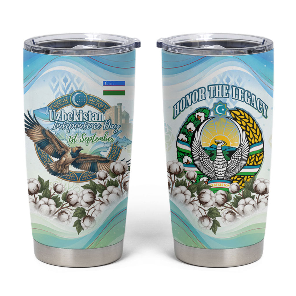 Uzbekistan Independence Day Tumbler Cup Honor The Legacy Flying Eagle Plants National Emblem