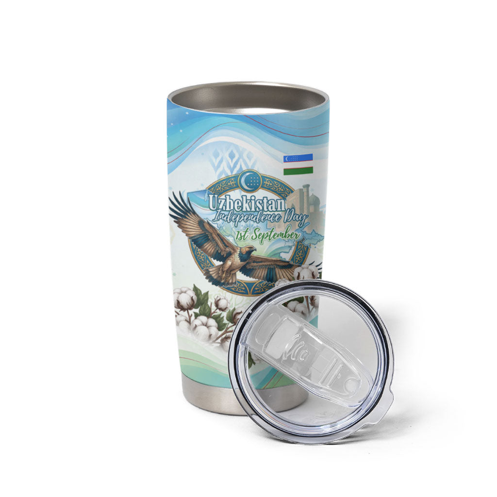 Uzbekistan Independence Day Tumbler Cup Honor The Legacy Flying Eagle Plants National Emblem