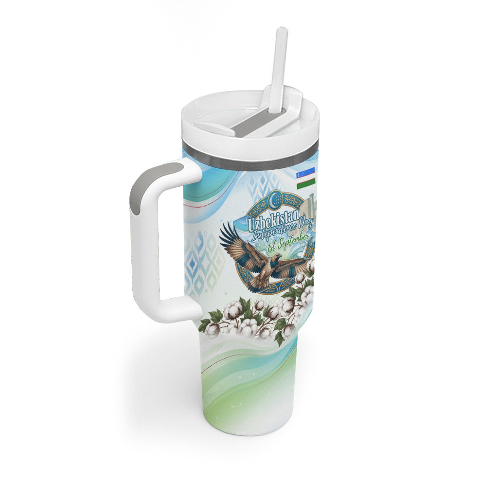 Uzbekistan Independence Day Tumbler With Handle Honor The Legacy Flying Eagle Plants National Emblem