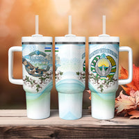 Uzbekistan Independence Day Tumbler With Handle Honor The Legacy Flying Eagle Plants National Emblem