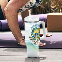 Uzbekistan Independence Day Tumbler With Handle Honor The Legacy Flying Eagle Plants National Emblem
