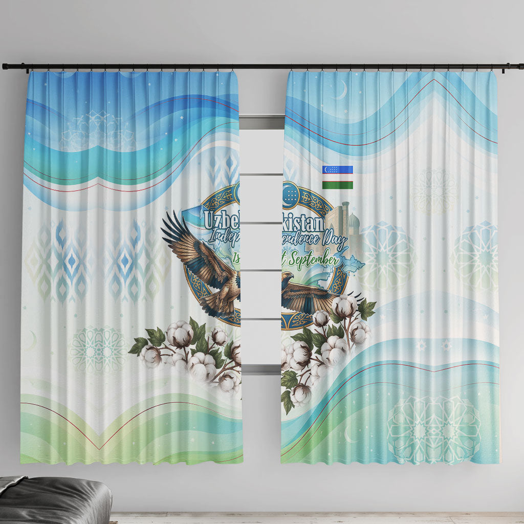 Uzbekistan Independence Day Window Curtain Honor The Legacy Flying Eagle Plants National Emblem