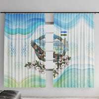 Uzbekistan Independence Day Window Curtain Honor The Legacy Flying Eagle Plants National Emblem