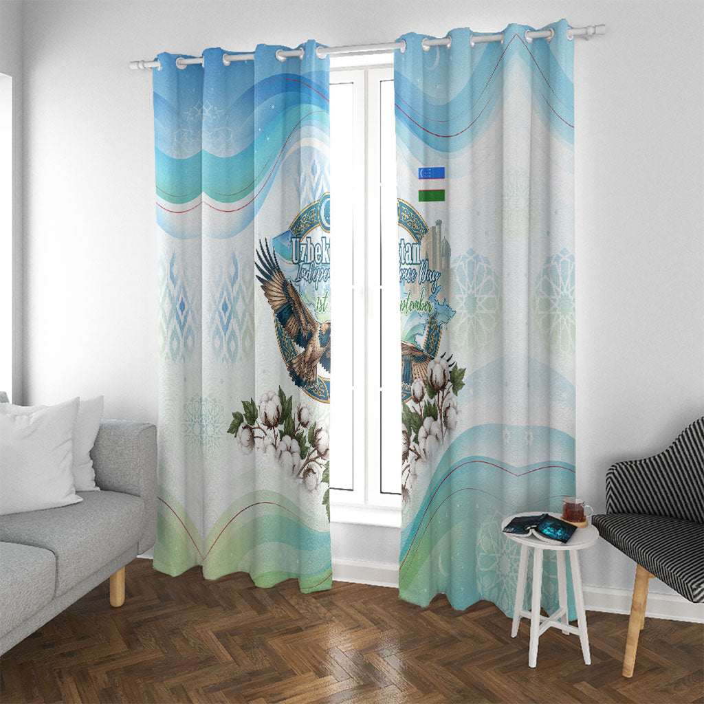 Uzbekistan Independence Day Window Curtain Honor The Legacy Flying Eagle Plants National Emblem