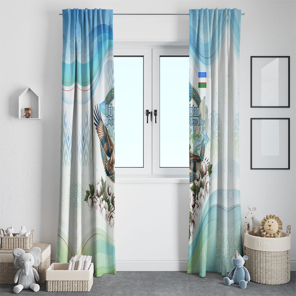 Uzbekistan Independence Day Window Curtain Honor The Legacy Flying Eagle Plants National Emblem