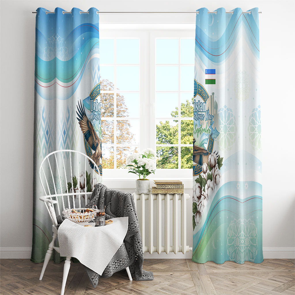 Uzbekistan Independence Day Window Curtain Honor The Legacy Flying Eagle Plants National Emblem
