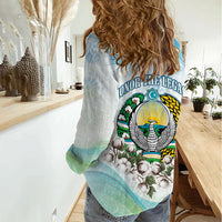 Uzbekistan Independence Day Women Casual Shirt Honor The Legacy Flying Eagle Plants National Emblem