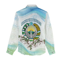 Uzbekistan Independence Day Women Casual Shirt Honor The Legacy Flying Eagle Plants National Emblem