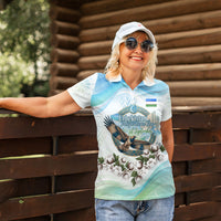Uzbekistan Independence Day Women Polo Shirt Honor The Legacy Flying Eagle Plants National Emblem