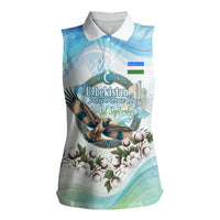 Uzbekistan Independence Day Women Sleeveless Polo Shirt Honor The Legacy Flying Eagle Plants National Emblem