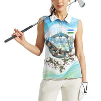 Uzbekistan Independence Day Women Sleeveless Polo Shirt Honor The Legacy Flying Eagle Plants National Emblem