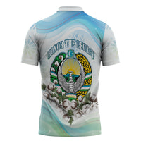 Uzbekistan Independence Day Zipper Polo Shirt Honor The Legacy Flying Eagle Plants National Emblem