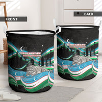 Uzbekistan Independence Day Laundry Basket Freedom Snow Leopard Minaret Architecture Flag