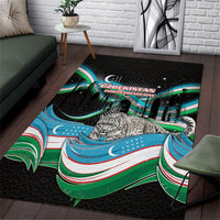 Uzbekistan Independence Day Area Rug Freedom Snow Leopard Minaret Architecture Flag