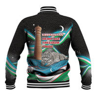 Uzbekistan Independence Day Baseball Jacket Freedom Snow Leopard Minaret Architecture Flag