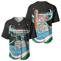 Uzbekistan Independence Day Baseball Jersey Freedom Snow Leopard Minaret Architecture Flag