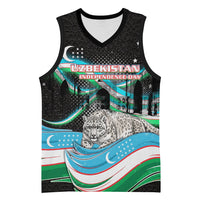 Uzbekistan Independence Day Basketball Jersey Freedom Snow Leopard Minaret Architecture Flag