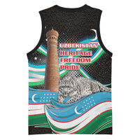 Uzbekistan Independence Day Basketball Jersey Freedom Snow Leopard Minaret Architecture Flag