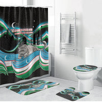 Uzbekistan Independence Day Bathroom Set Freedom Snow Leopard Minaret Architecture Flag