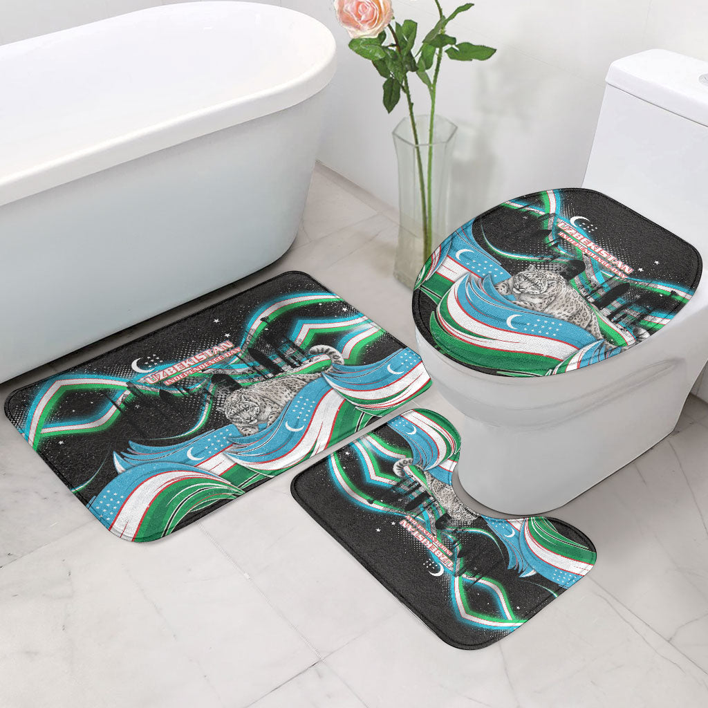 Uzbekistan Independence Day Bathroom Set Freedom Snow Leopard Minaret Architecture Flag
