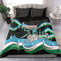 Uzbekistan Independence Day Bedding Set Freedom Snow Leopard Minaret Architecture Flag