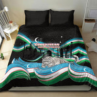 Uzbekistan Independence Day Bedding Set Freedom Snow Leopard Minaret Architecture Flag