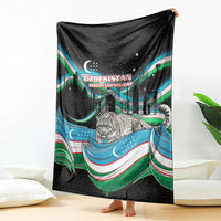 Uzbekistan Independence Day Blanket Freedom Snow Leopard Minaret Architecture Flag