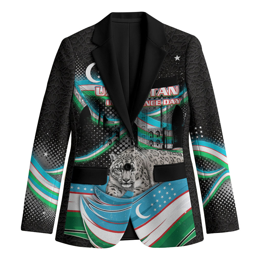 Uzbekistan Independence Day Blazer Freedom Snow Leopard Minaret Architecture Flag