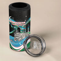 Uzbekistan Independence Day 4 in 1 Can Cooler Tumbler Freedom Snow Leopard Minaret Architecture Flag