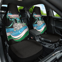Uzbekistan Independence Day Car Seat Cover Freedom Snow Leopard Minaret Architecture Flag