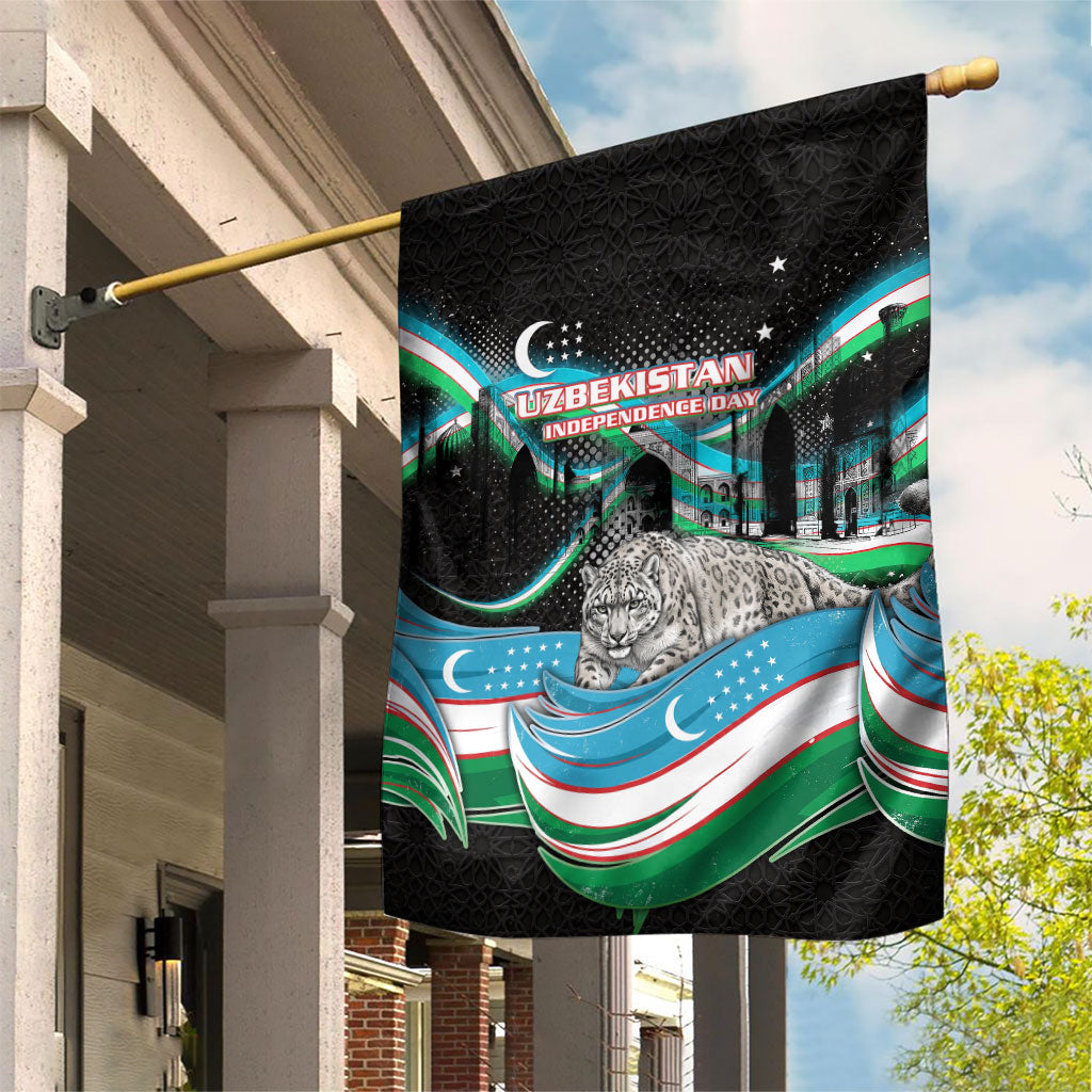 Uzbekistan Independence Day Garden Flag Freedom Snow Leopard Minaret Architecture Flag