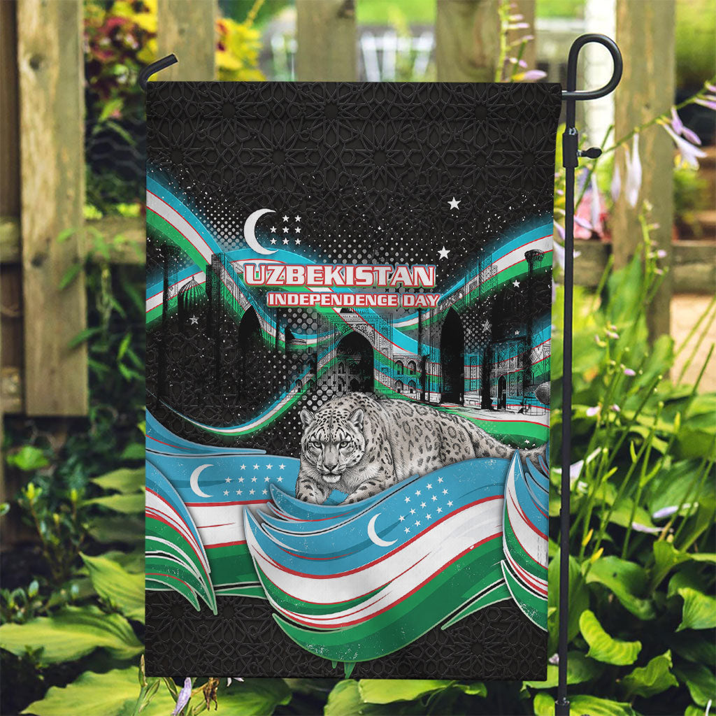 Uzbekistan Independence Day Garden Flag Freedom Snow Leopard Minaret Architecture Flag