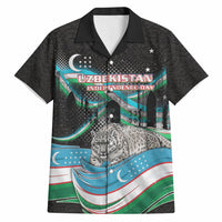 Uzbekistan Independence Day Hawaiian Shirt Freedom Snow Leopard Minaret Architecture Flag