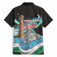 Uzbekistan Independence Day Hawaiian Shirt Freedom Snow Leopard Minaret Architecture Flag