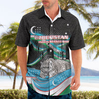 Uzbekistan Independence Day Hawaiian Shirt Freedom Snow Leopard Minaret Architecture Flag